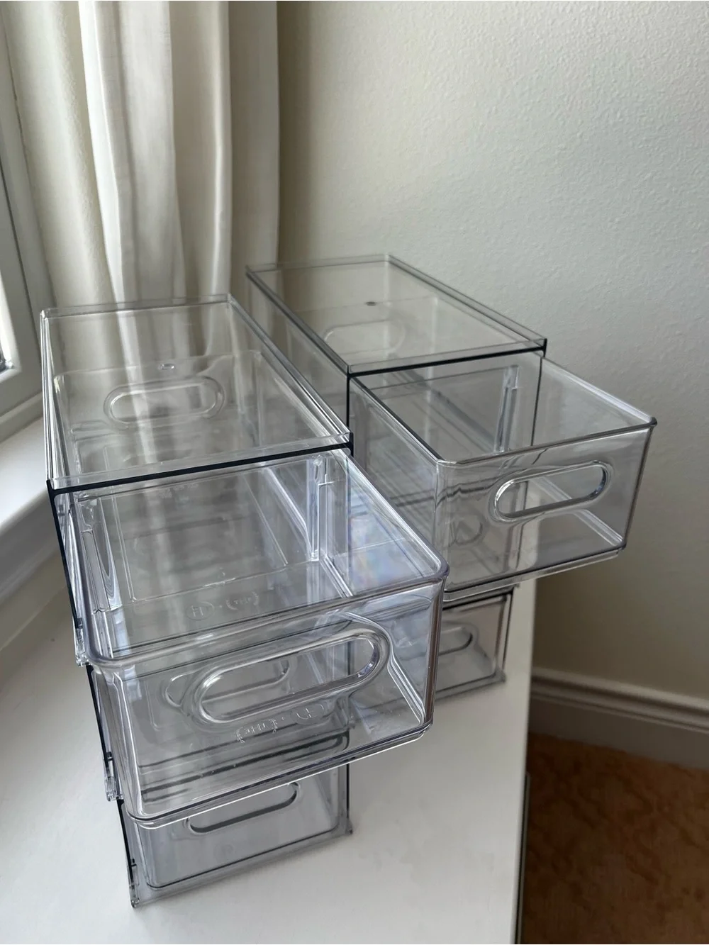 The Home Edit Clear Divided Fridge Drawer Stackable Organizers - (Set of 6)